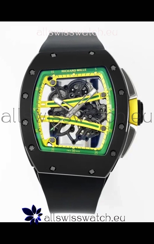 Richard Mille Super Clone RM61-01 Black Ceramic Black Strap Swiss Replica Watch