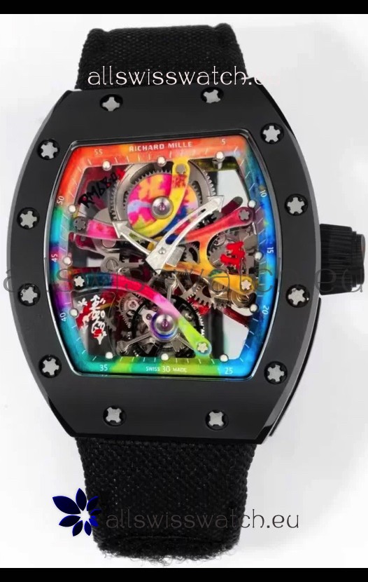 Richard Mille Super Clone RM68-01 Black Ceramic Casing and Strap Tourbillon Swiss Replica