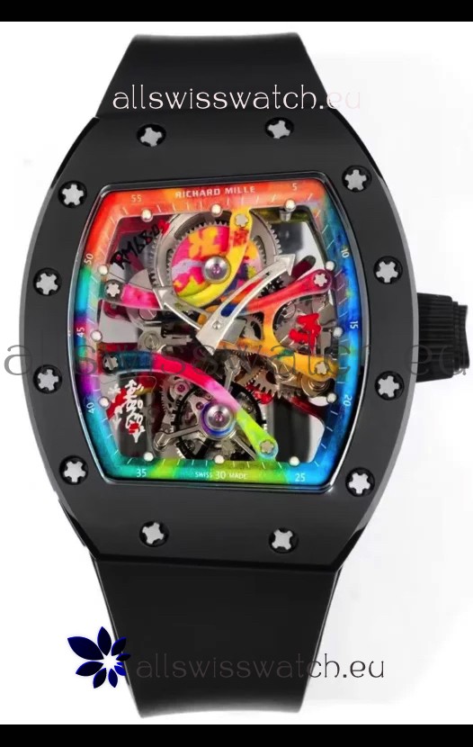 Richard Mille Super Clone RM68-01 Black Ceramic Casing and Strap Tourbillon Swiss Replica
