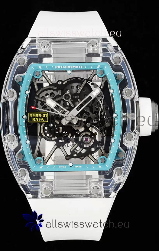 Richard Mille RM35-01 Rafael Nadal Transparent Sapphires Casing with Genuine Tourbillon Super Clone Watch