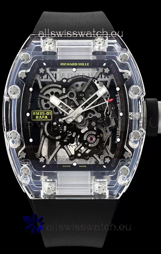 Richard Mille RM35-01 Rafael Nadal Transparent Sapphires Casing with Genuine Tourbillon Super Clone Watch