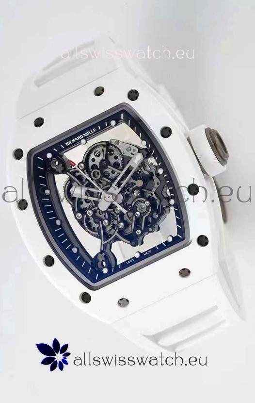 Richard Mille RM055 Ceramic Casing 1:1 Mirror Replica Watch in White Strap 