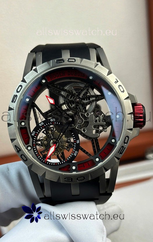 Roger Dubuis Super Clone Excalibur Spider Flying Tourbillon Skeleton Titanium Casing 45MM