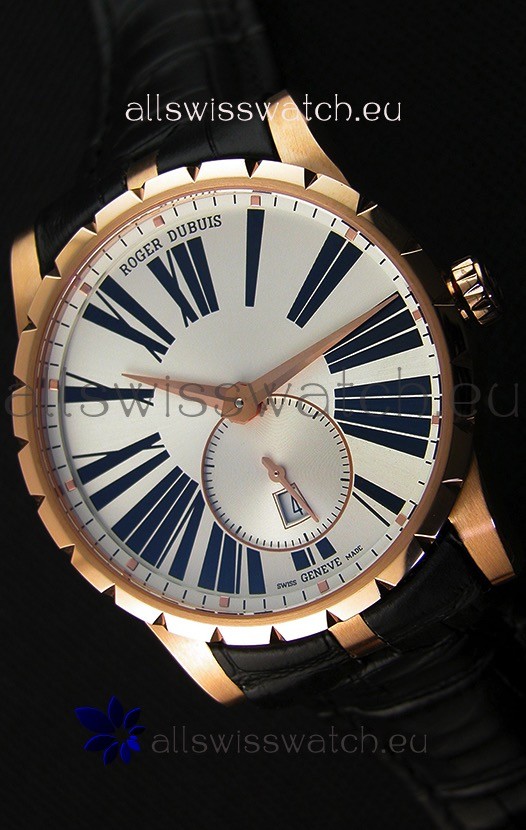 Roger Dubuis Excalibur RDDBEX0587 Pink Gold Steel White Dial Swiss Replica Watch