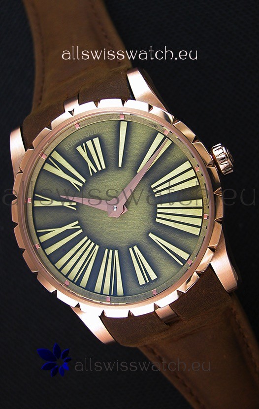 Roger Dubuis Excalibur Steel Case Green Dial Swiss Replica Watch