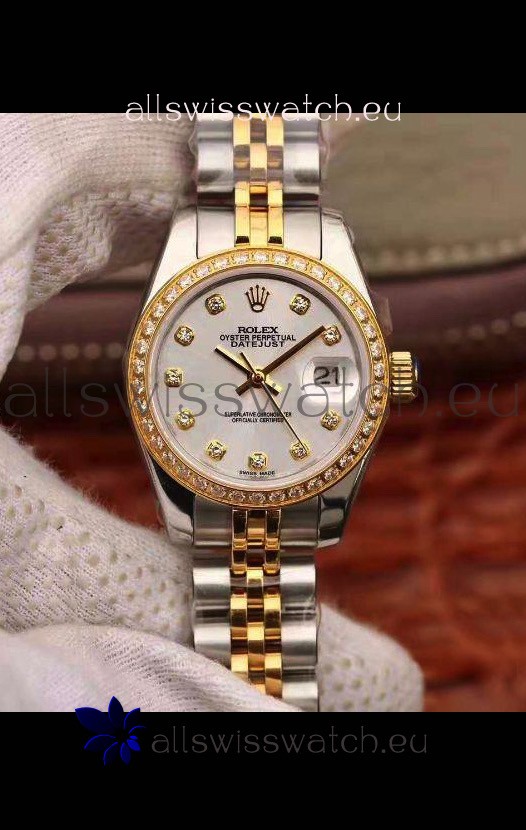 Rolex Datejust Ladies 28MM Cal.3135 Movement Swiss Replica in 904L Steel Yellow Gold 2 Tone Case