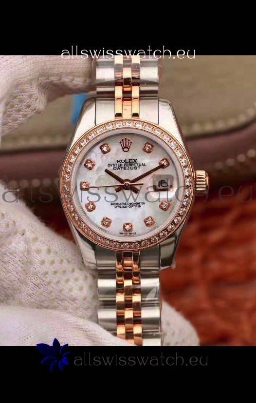 Rolex Datejust Ladies 28MM Cal.3135 Movement Swiss Replica in 904L Steel Rose Gold 2 Tone Case