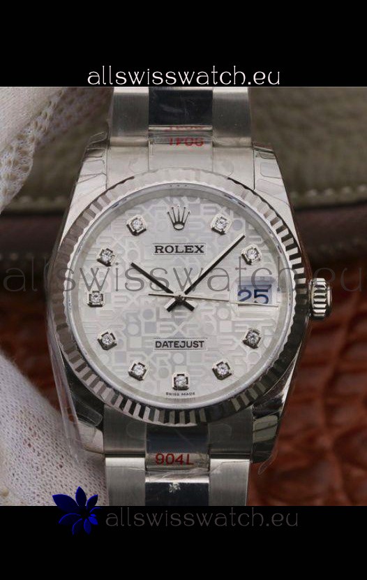 Rolex Datejust 36MM Cal.3135 Movement Swiss Replica Watch in 904L Steel Casing in White Dial