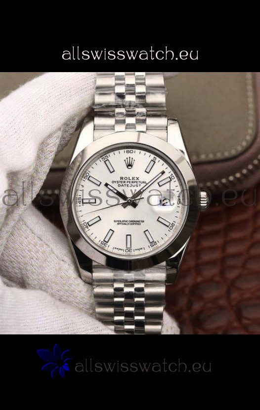 Rolex Datejust 41MM Cal.3135 Movement Swiss Replica Watch in 904L Steel Casing White Dial