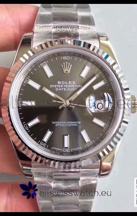 Rolex Datejust 41MM Cal.3135 Movement Swiss Replica Watch in 904L Steel Grey Dial
