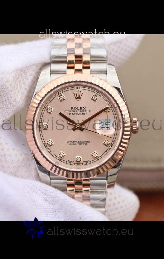 Rolex Datejust 41MM Cal.3135 Movement Swiss Replica Watch in 904L Steel Two Tone Champange Dial