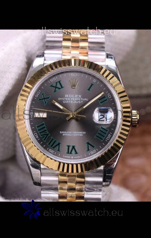 Rolex Datejust 41MM Cal.3135 Movement Swiss Replica Watch in 904L Steel Two Tone Grey Dial 