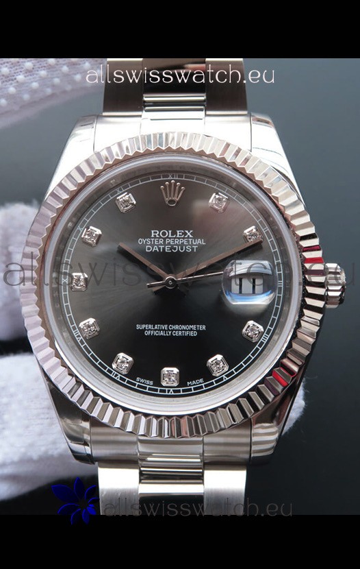 Rolex Datejust 41MM Cal.3135 Movement Swiss Replica Watch in 904L Steel Pearl Grey Dial 