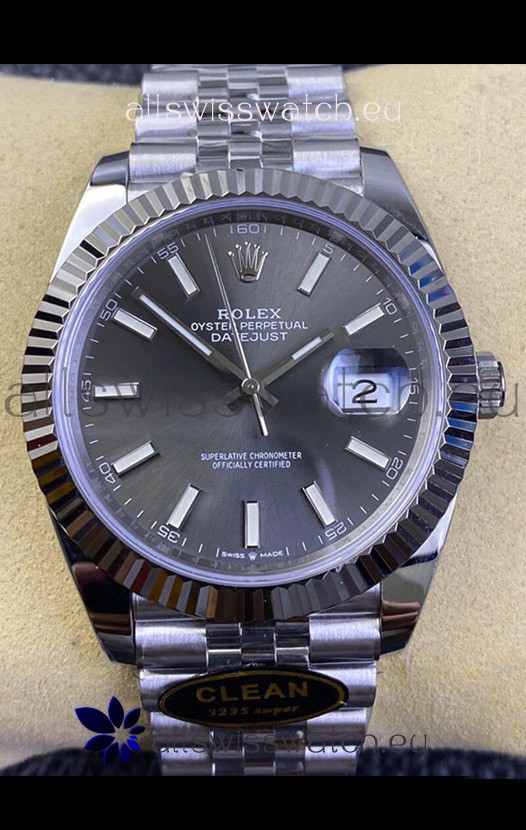 Rolex Datejust 41MM Cal.3135 Movement Swiss Replica Watch in 904L Steel / Grey Dial
