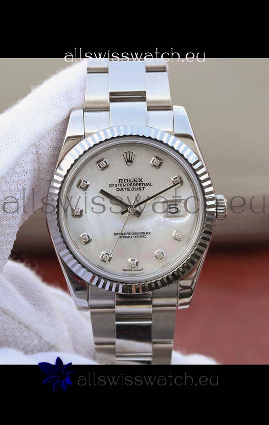 Rolex Datejust 41MM Cal.3135 Movement Swiss Replica Watch in 904L Steel Pearl Dial