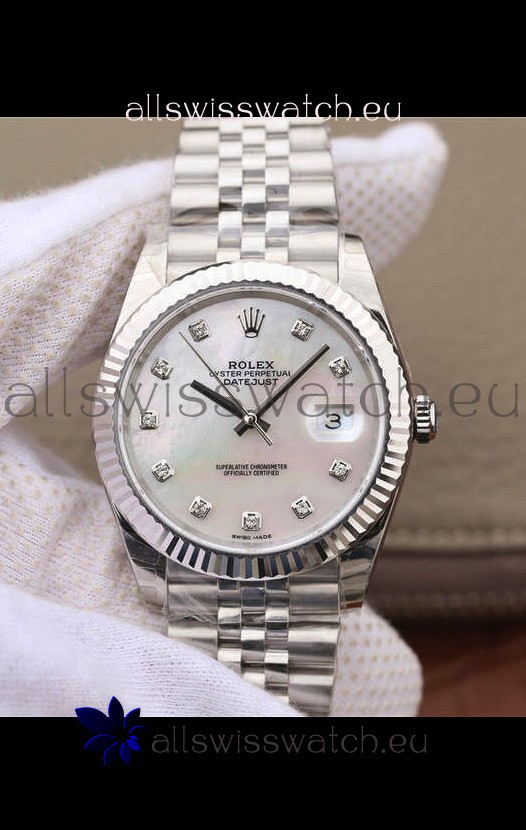 Rolex Datejust 41MM Cal.3135 Movement Swiss Replica Watch in 904L Steel Pearl Dial