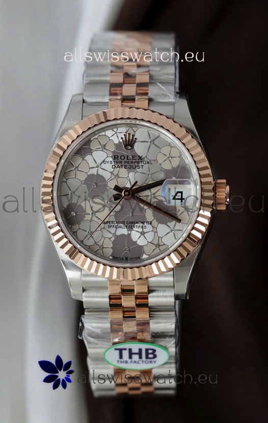 Rolex Datejust Cal.3235 Movement Super Clone Rose Gold 2 Tone 31MM Motif Dial Watch 