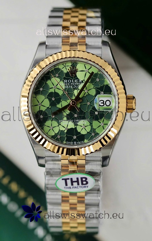 Rolex Datejust Cal.3235 Movement Super Clone 2 Tone Yelow Gold 31MM Motif Dial Watch 
