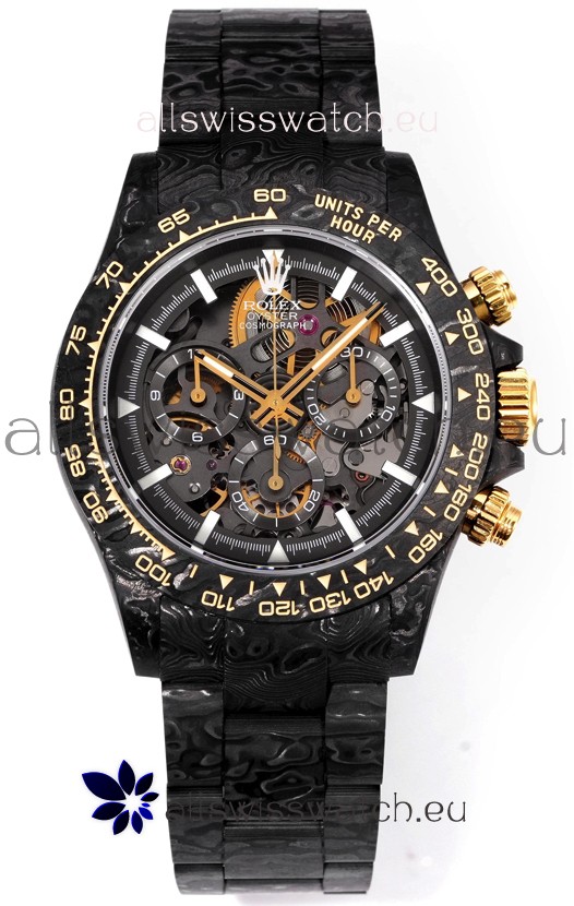 Rolex Daytona Blaken Black Carbon 1:1 Swiss Mirror Replica Skeleton Dial Cal.4130 Movement
