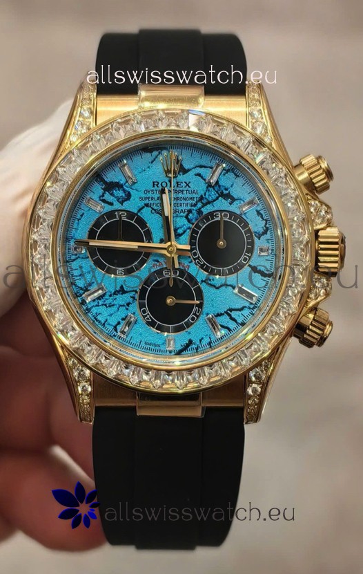 Rolex Daytona Super Clone 126518LN Yellow Gold Turquoise Dial Original Cal.4131 Movement