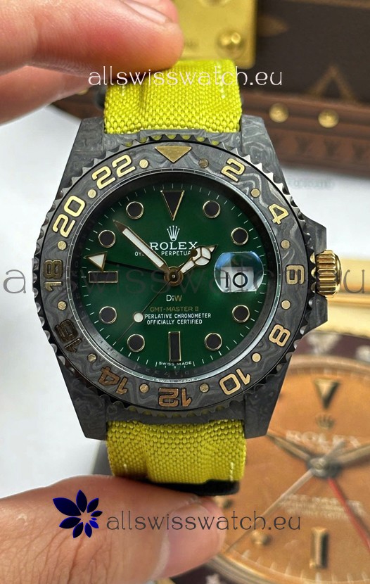 Rolex GMT Masters DiW Desert Carbon Casing Swiss Replica Watch Green Dial 