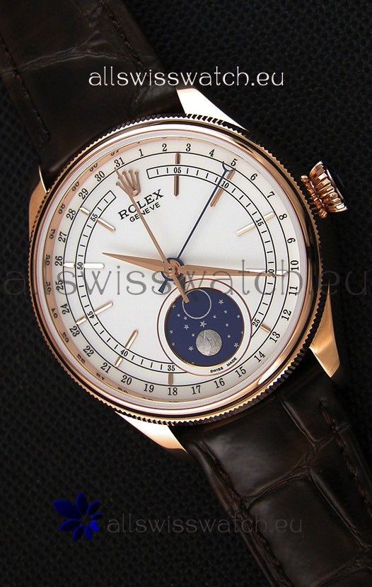Rolex Cellini Moonphase Rose Gold REF# 50535 Swiss Replica Watch 