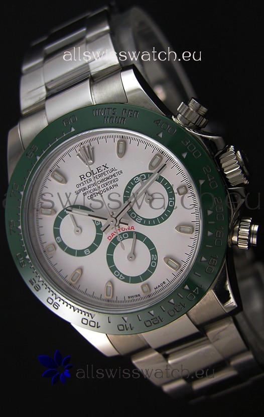 Rolex Cosmograph Daytona White Dial Green Ceramic Original Cal.4130 Movement - Ultimate 904L Steel Watch