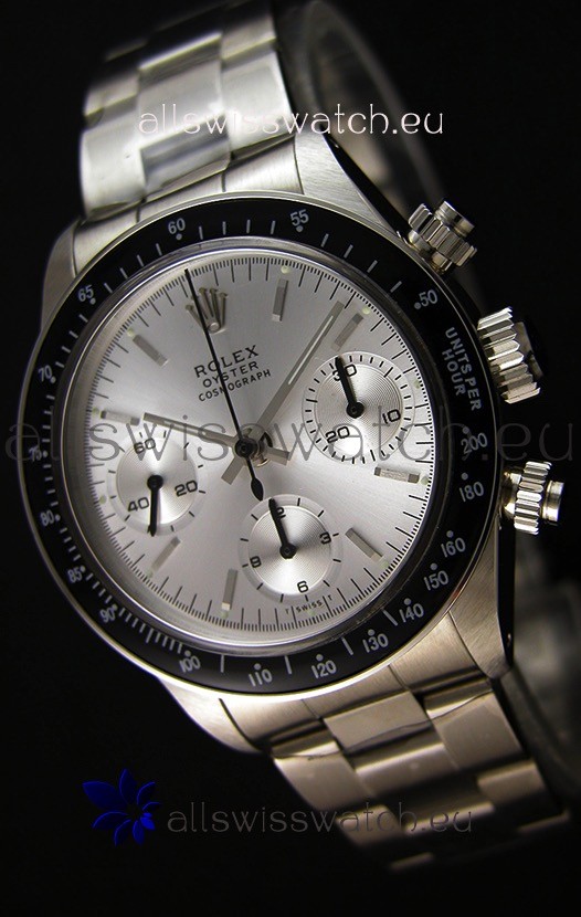 Rolex Daytona Vintage Steel Dial Swiss Replica Watch - 904L Steel Watch 