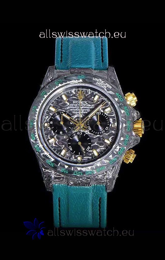 Rolex Daytona DiW Forged Cabon Casing 1:1 Mirror Replica Black Carbon Dial