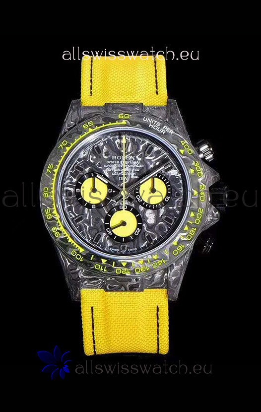 Rolex Daytona DiW Forged Cabon Casing 1:1 Mirror Replica Black Carbon Dial