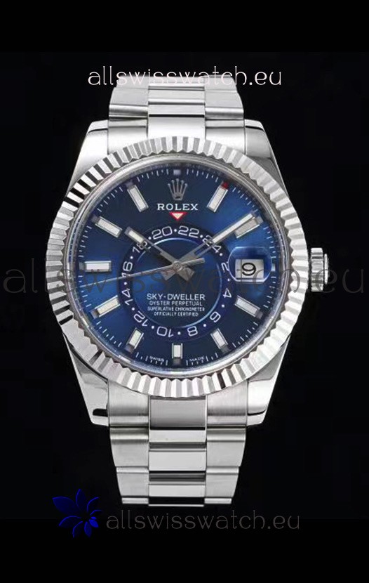 Rolex Sky-Dweller REF# 326934 Blue Dial Watch in 904L Steel Case 1:1 Mirror Replica