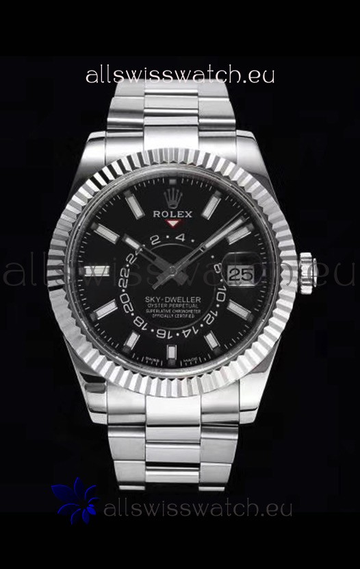 Rolex Sky-Dweller REF# 326934 Black Dial Watch in 904L Steel Case 1:1 Mirror Replica