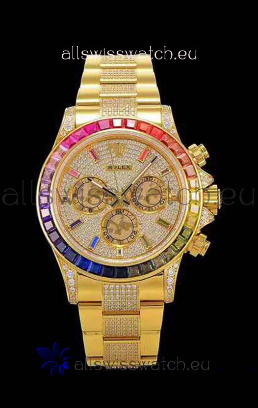 Rolex Daytona ICED OUT Yellow Gold Watch Original Cal.4130 Movement - 1:1 Mirror 904L Steel Watch 