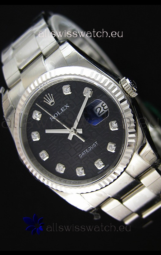 Rolex Datejust Japanese Replica Watch - Black Dial in 36MM with Oyster Strap