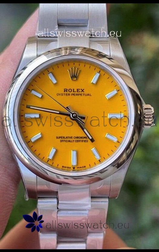 Rolex Oyster Perpetual REF#277200 31MM Swiss Movement Swiss Replica Yellow Dial 904L Steel 1:1 Mirror Replica Watch