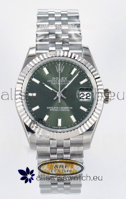 Rolex Super Clone Datejust ETA 2688 Movement 31MM Stainless Steel Case Green Dial Watch