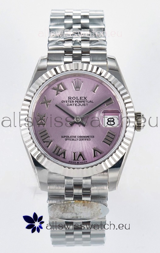 Rolex Super Clone Datejust ETA 2688 Movement 31MM Stainless Steel Pink Roman Dial Watch 