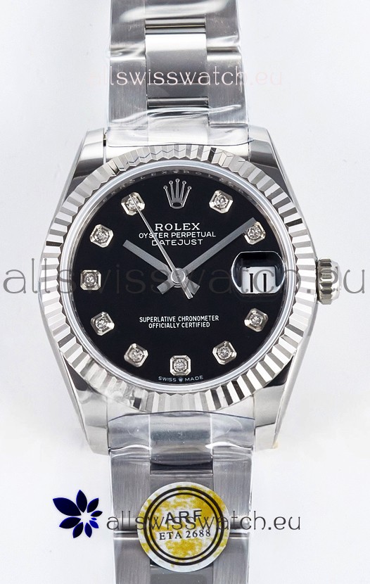 Rolex Super Clone Datejust ETA 2688 Movement 31MM Stainless Steel Black Dial Watch 