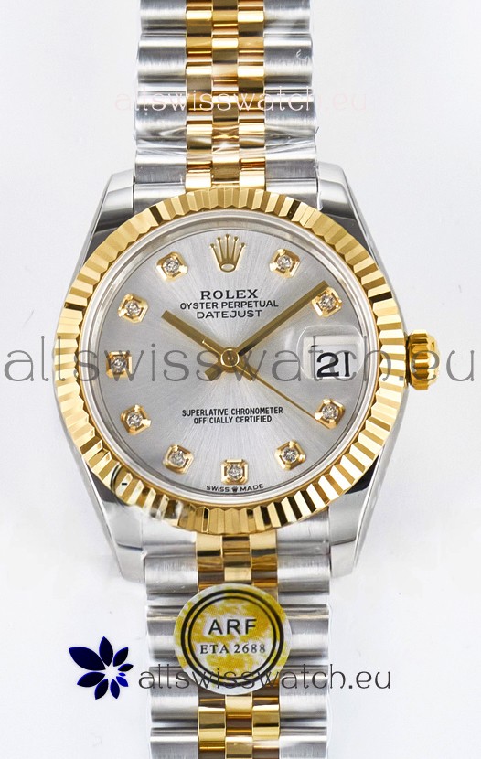 Rolex Super Clone Datejust ETA 2688 Movement 31MM Two Tone Yellow Gold Steel Dial