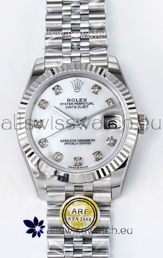 Rolex Super Clone Datejust ETA 2688 Movement 31MM Stainless Steel Pearl Dial Watch 