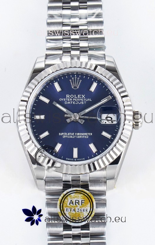 Rolex Super Clone Datejust ETA 2688 Movement 31MM Stainless Steel Blue Dial Watch 