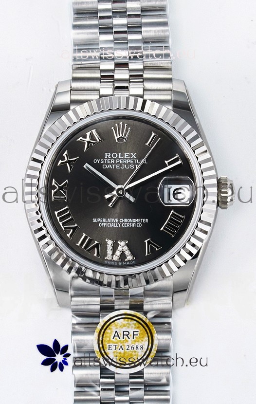 Rolex Super Clone Datejust ETA 2688 Movement 31MM Stainless Steel Grey Dial Watch 