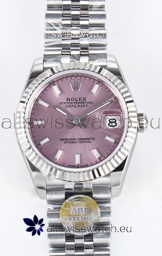 Rolex Super Clone Datejust ETA 2688 Movement 31MM Stainless Steel Pink Dial Watch 