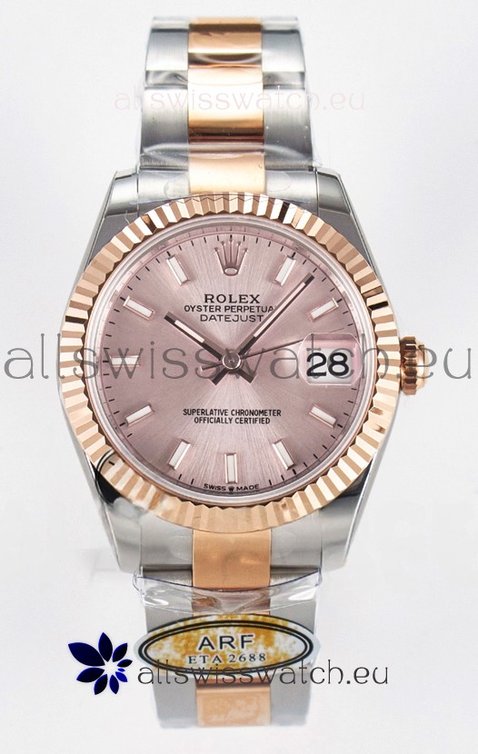 Rolex Super Clone Datejust ETA 2688 Movement 31MM Two Tone Rose Gold Swiss Champange Dial