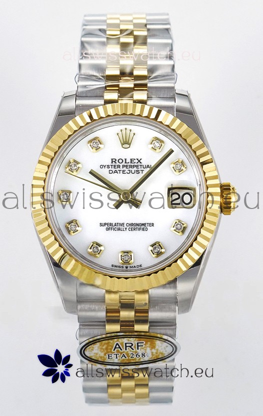 Rolex Super Clone Datejust ETA 2688 Movement 31MM Two Tone Yellow Gold Swiss White Dial