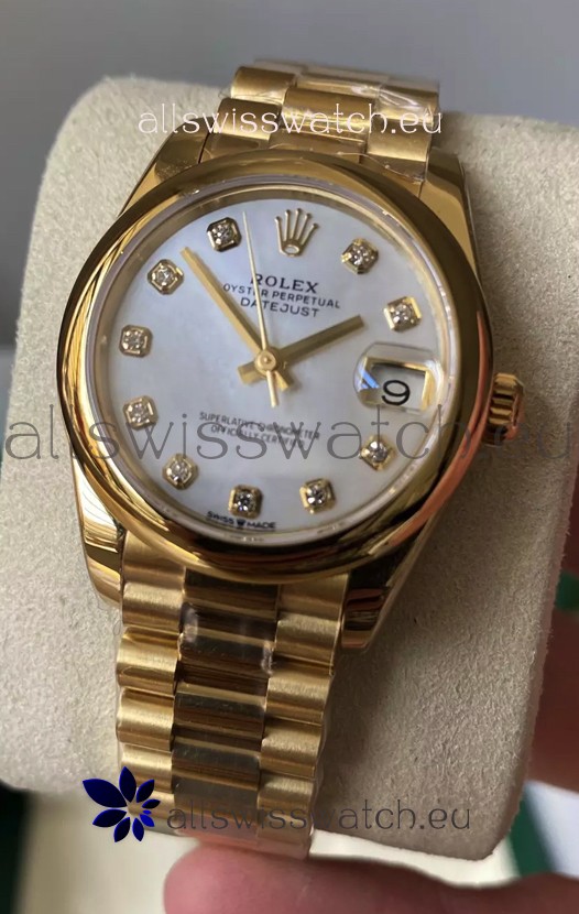 Rolex Datejust M278248 31MM Swiss Replica in Gold - White Pearl Dial 1:1 Mirror Quality 