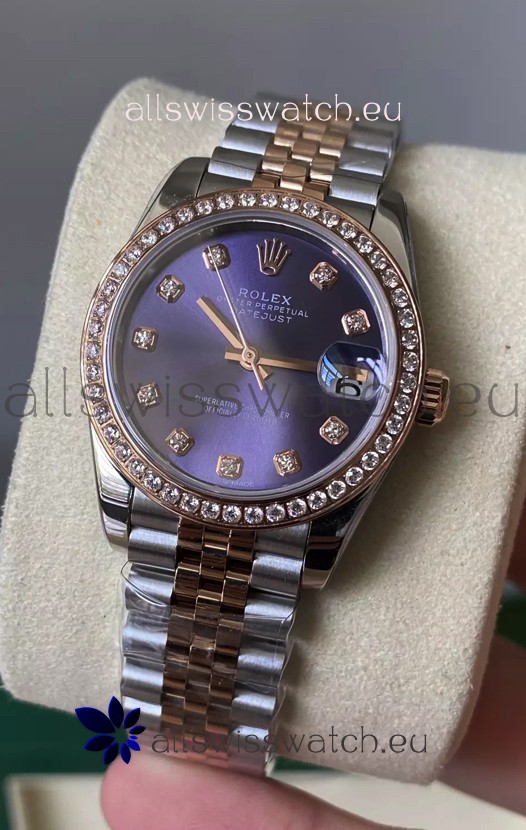 Rolex Datejust M278381RBR 31MM Swiss Replica Two Tone Rose Gold - Blue Dial 1:1 Mirror Quality