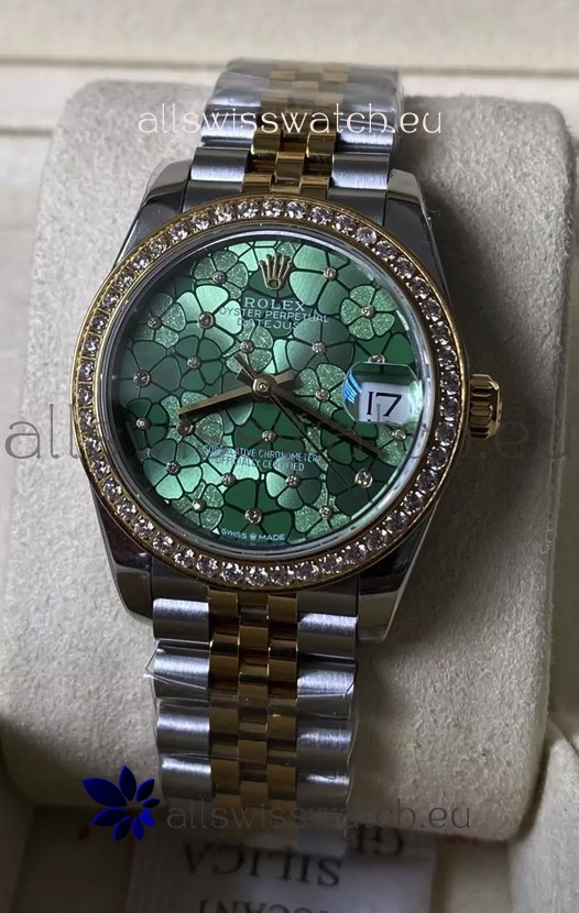 Rolex Datejust M278383RBR 31MM Swiss Replica Two Tone Yellow Gold - Floral Motif Dial 1:1 Mirror Quality