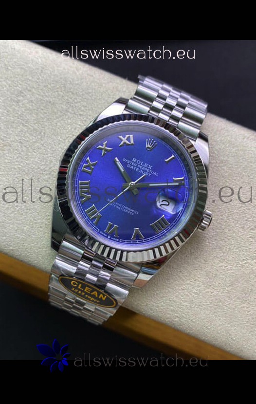 Rolex Datejust 41MM Swiss Replica in 904L Steel in Blue Dial - 1:1 Mirror Replica