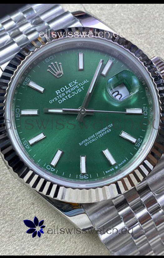 Rolex Datejust 41MM 126334 Swiss Replica in 904L Steel in Green Dial - 1:1 Mirror Replica